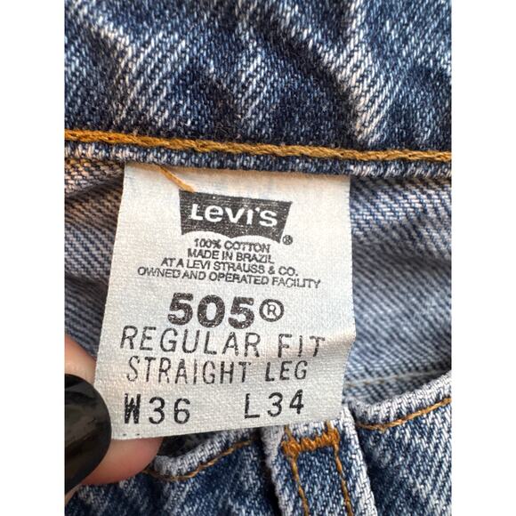 Levi's Vintage 505 Regular Fit Straight Leg Men's W36 L34 Orange Tag Denim Jeans - Picture 5 of 9